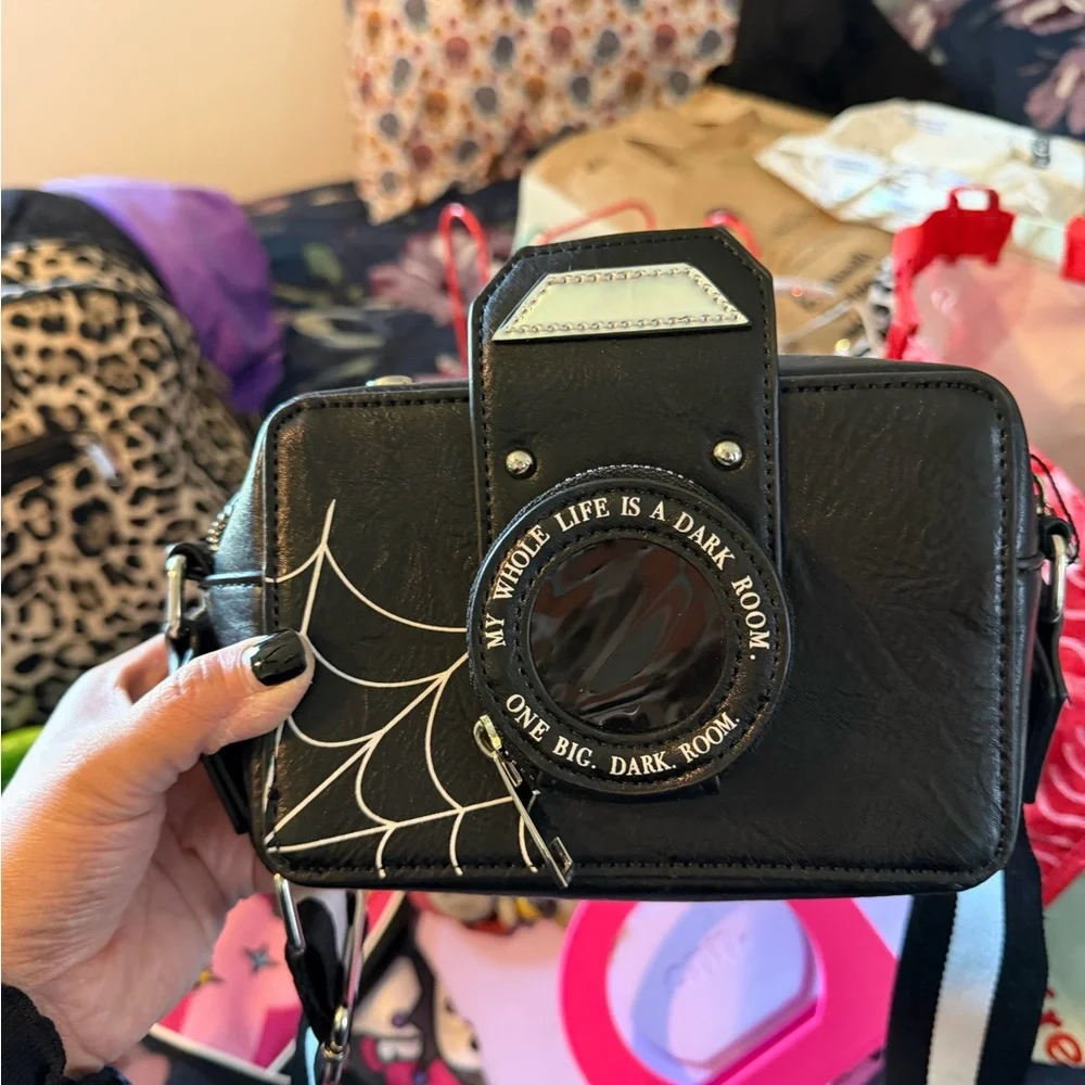 Black Camera Bag with Spider Web Design cosplay Lydia deets